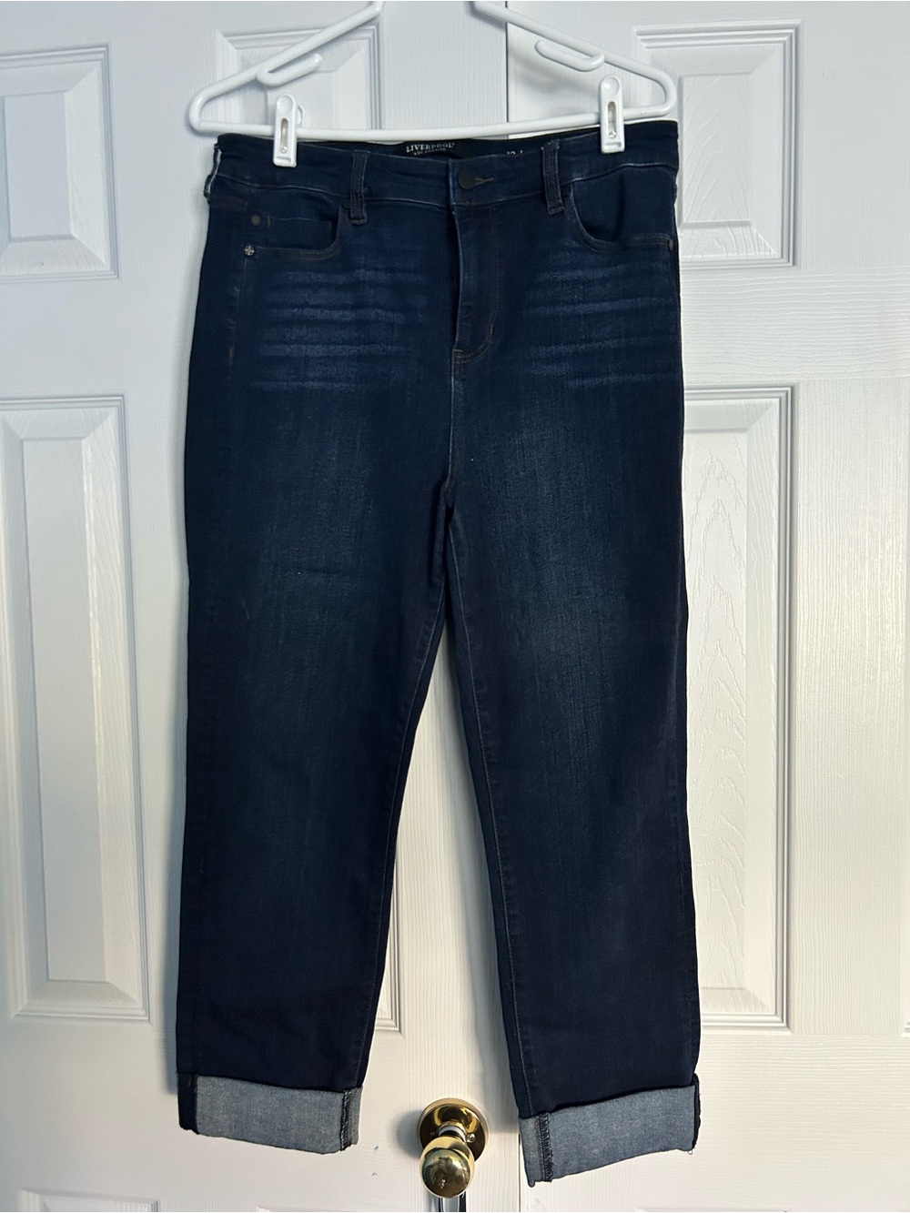 Liverpool Dark Wash Boyfriend Jeans - Dark Blue